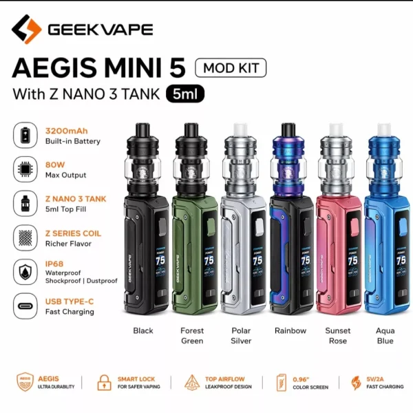 Geekvape Aegis Mini 5 Mod Kit with Z Nano 3 Tank