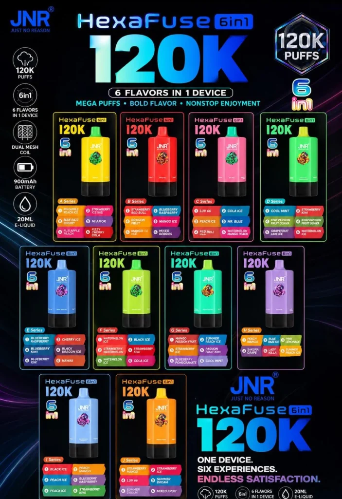 JNR HexaFuse Slim 120000 Puffs Disposable Vape